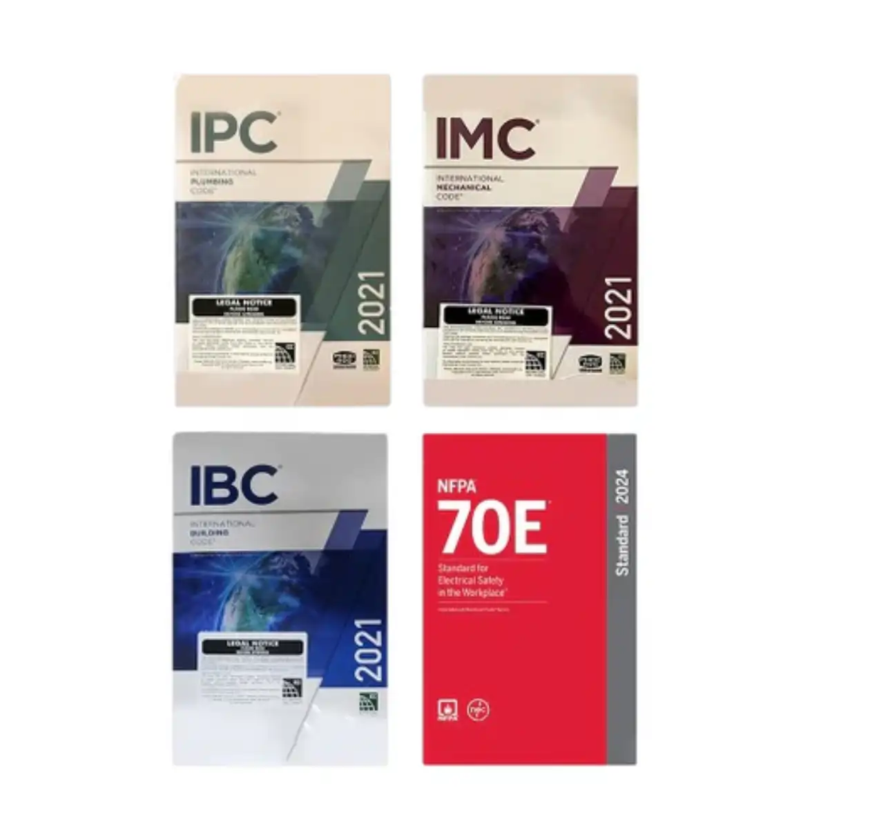 2021 Building Systems & Electrical Safety Code Set: IBC 2021, IMC 2021, IPC 2021 & NFPA 70E - (PB)