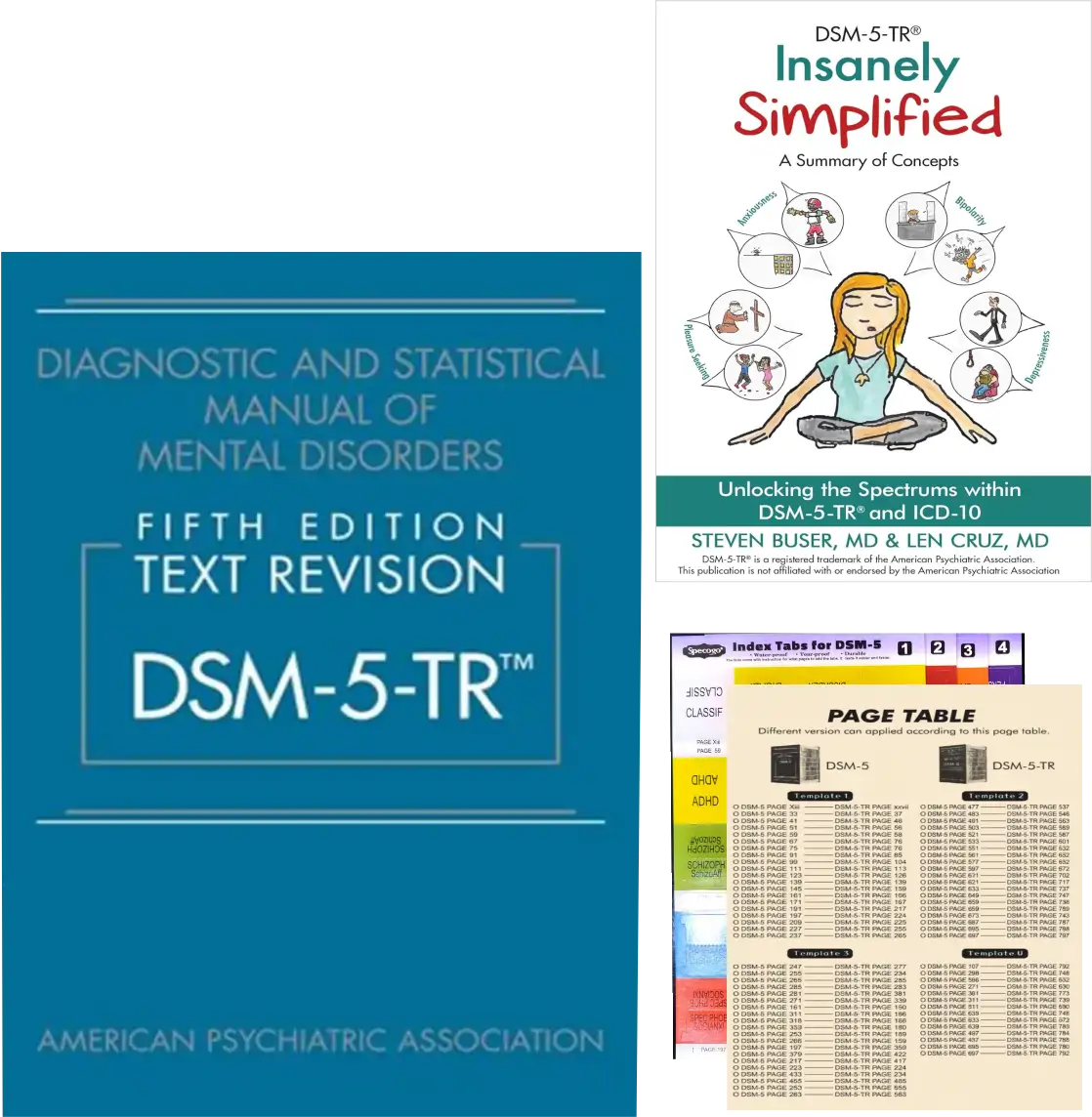 DSM-5-TR Quick Reference Bundle – Official APA DSM-5-TR-Hardcove + Simplified Guide + Color Tab
