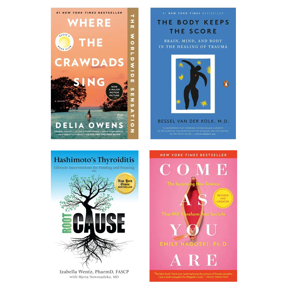 Where the Crawdads Sing + The Body Keeps the Score + Hashimoto’s Root Cause + Come As You Are – Ultimate Healing, Empowerment & Self-Discovery 4-Book Bundle