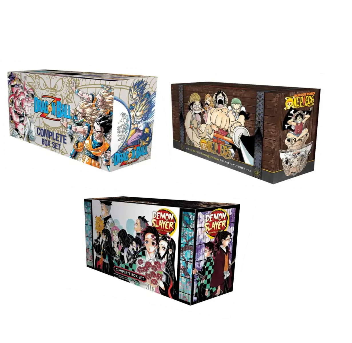 Combo of the Complete Box Set of Dragon Ball Z and the Complete Box Set of Demon Slayer: Kimetsu no Yaiba, along with the Complete Box Set of One Piece: East Blue and Baroque Works, encompassing Volumes 1-23 - (PB)