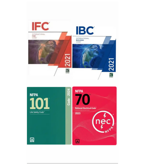 Building & Fire Code Essentials Bundle - IBC 2021, IFC 2021, NEC 2023, NFPA 101 2024 – Full Compliance Code Set - (PB)
