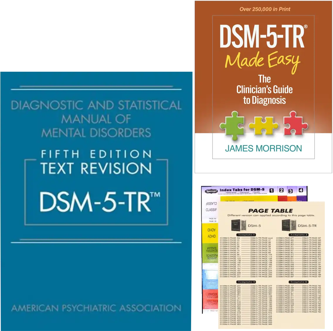 DSM-5-TR Practical Combo – DSM-5-TR-Main Manual-Softcover + Clinician's Guide Made Easy + Color Index Tab