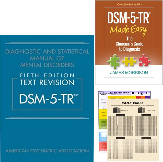 DSM-5-TR Practical Combo – DSM-5-TR-Main Manual-Softcover + Clinician's Guide Made Easy + Color Index Tab