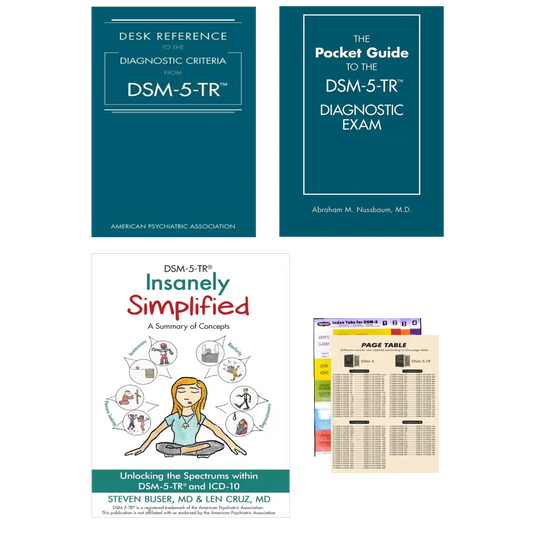 DSM-5-TR Clinician Toolkit – Insanely Simplified + Desk Reference + Pocket Exam Guide + Page Table Mapping Insert