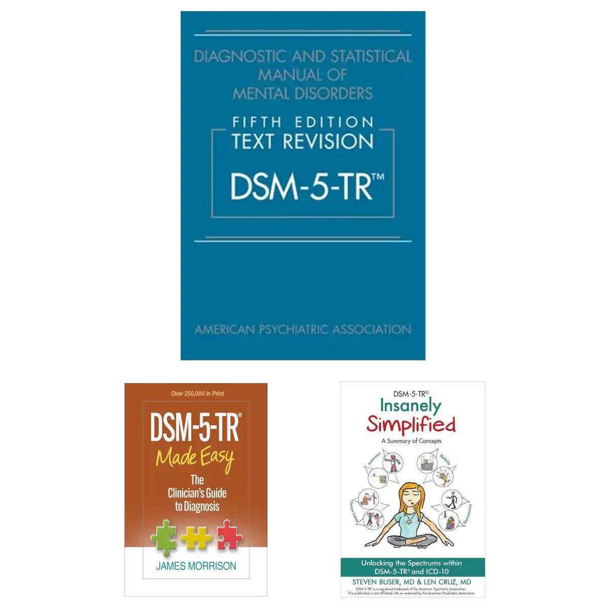 DSM-5-TR Complete Learning Set: Diagnostic and Statistical Manual of Mental Disorders + Made Easy by James Morrison + Insanely Simplified by Buser & Cruz