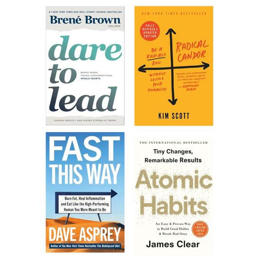 Dare to Lead + Radical Candor + Fast This Way + Atomic Habits – Ultimate Leadership, Feedback, Biohacking & Habit Mastery 4-Book Bundle