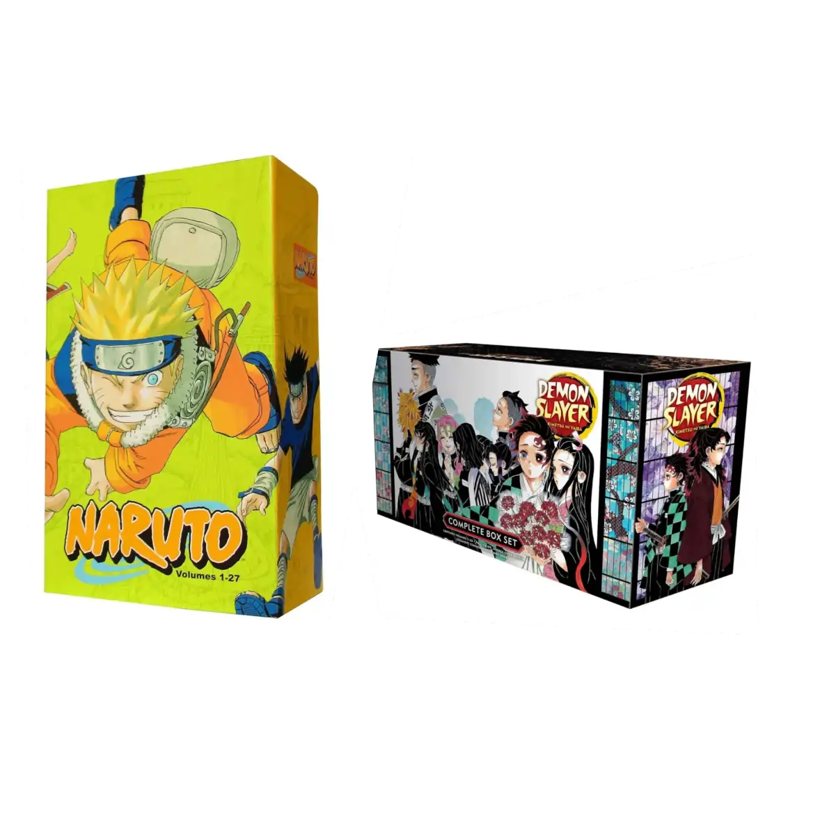 Combo of the Complete Box Set of Demon Slayer: Kimetsu no Yaiba and the Complete Box Set of Naruto Box Set - (PB)