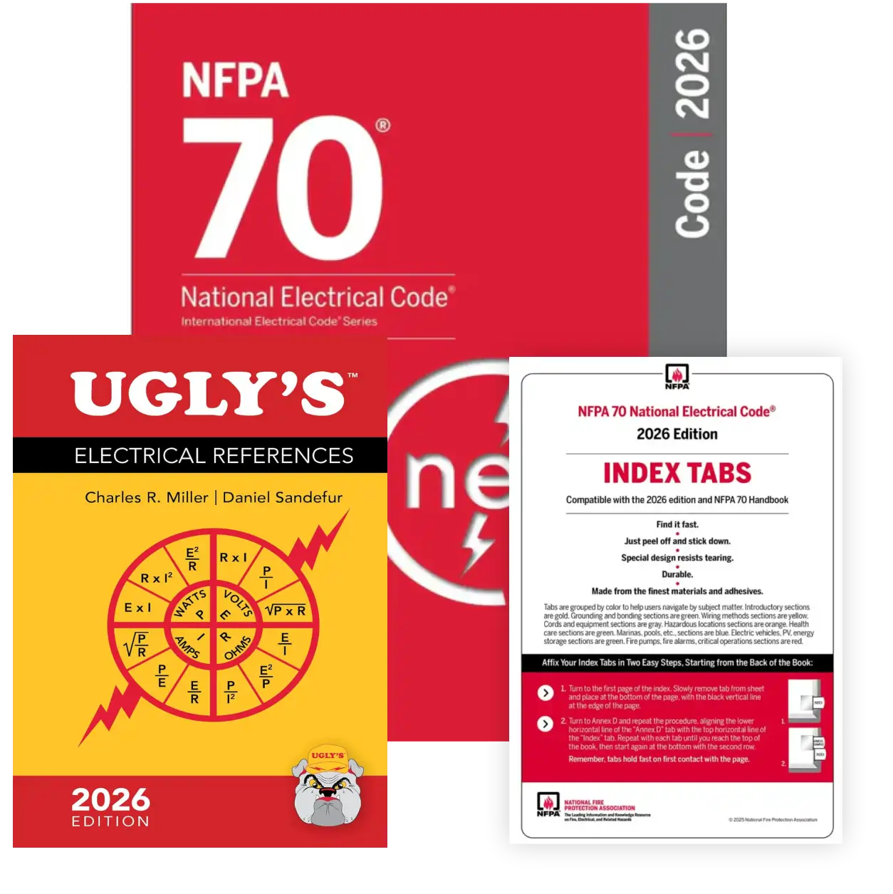 NFPA 70 National Electrical Code 2026 + Ugly’s Electrical References 2026 + Index Tabs – Official PMI Set