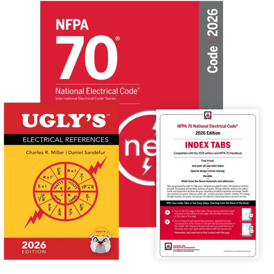 NFPA 70 National Electrical Code 2026 + Ugly’s Electrical References 2026 + Index Tabs – Official PMI Set