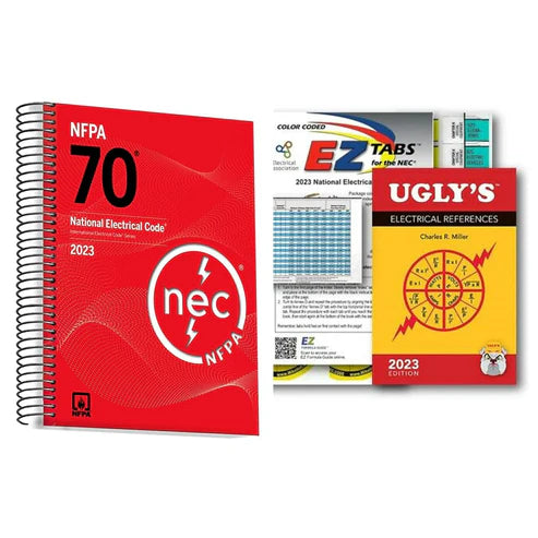 2023 NEC Code Book (SpiralBound) NFPA70 National Electrical Code +2023 Ugly's Electrical Reference (Spiral) with Color Coded EZ Tabs Spiral-bound