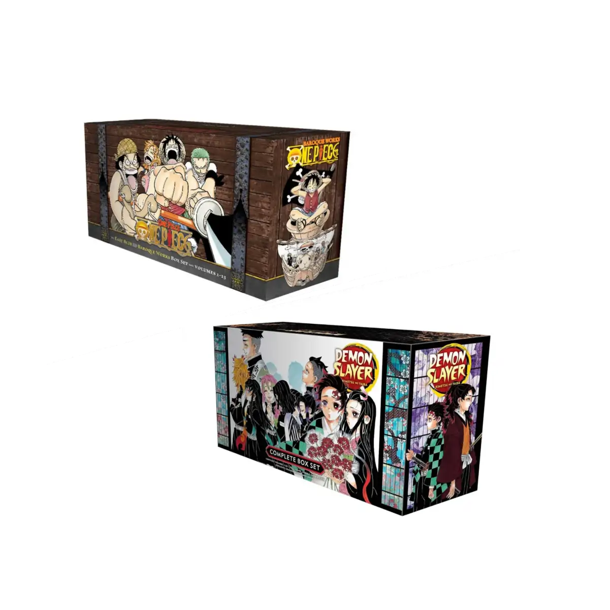 Combo of the Complete Box Set of Demon Slayer: Kimetsu no Yaiba and the Complete Box Set of One Piece Box Set: East Blue and Baroque Works, Volumes 1-23 - (PB)